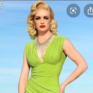 Laura Byrnes Wiggle Dress in Acid Green